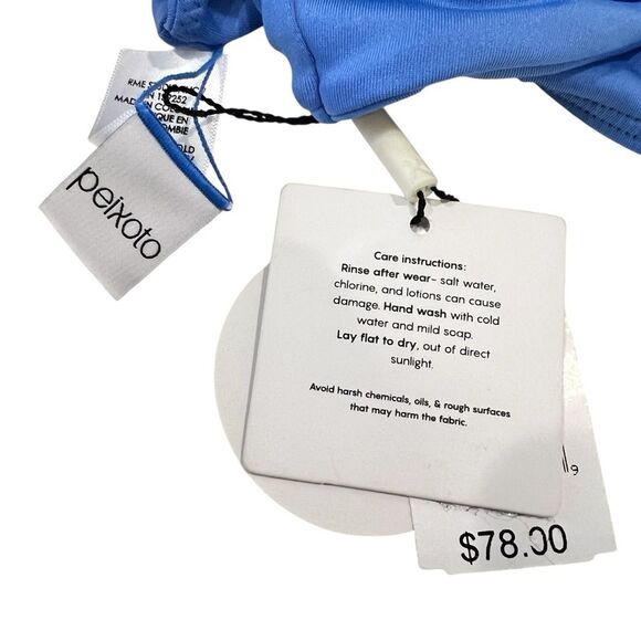 Peixoto Ruffle Shoulder Bikini Top Blue Textured Swim Pullover Top NWT Large - Picture 7 of 7